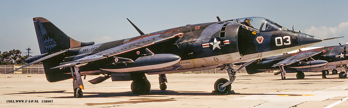 Hawker Siddeley (later part of British Aerospace) GR-1 AV-8C Harrier  158697 03 c/n- 712094  VMA-542  US Marines