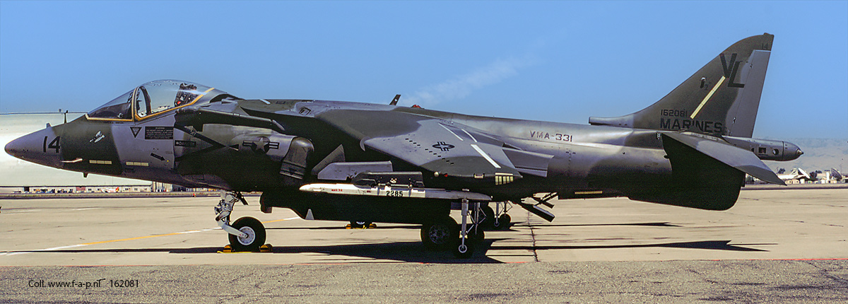 Mcdonnel Douglas AV8B Harrier,   162081   VMA-331   VL-14    US Marines  shot down by shoulder-launched SAM,Pilot Cpt. Russell A.C.