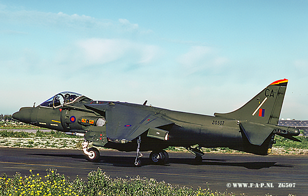 BAe Harrier GR7  ZG-507    of  4-Sqd  To USMC    seen here at  Leeuwarden.1994