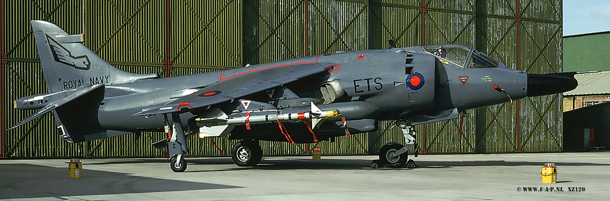 Hawker Siddeley Harrier  XZ129 c/n- 712188  Engineering Training School at Yeovilton note the ETS code   17- July-1992 