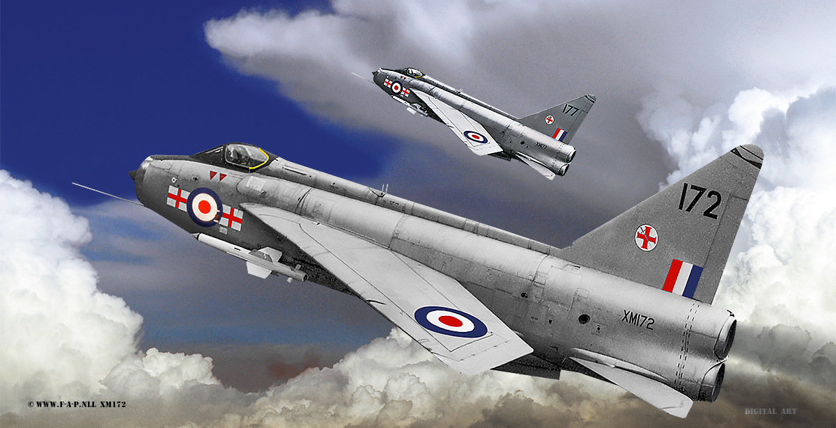 Digital Art of: English Electric Lightning F-1. XM172 of 145-sqd 226-OCU gate guard at RAF Coltishall my 