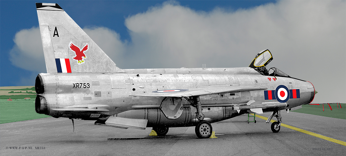 English Electric Lightning F-6   XR753  of 23-Sqd   Made from black and white to color.