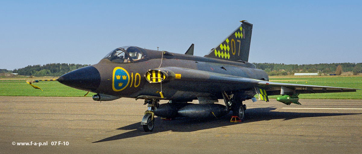 Saab J35F-1 Draken 07  c-n 35-607   of F-10 ngelholm airbase  at   Sve Airport Sweden  14-05-1971  