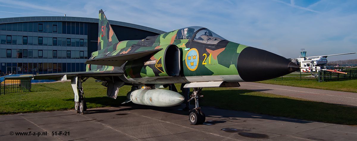 Saab AJ-37 Viggen   51   F-21   37901   c/n-37901     Swedish Air Force     Lelystad (LEY / EHLE)    17-02-2019                                        