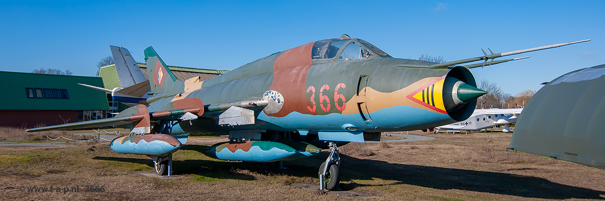 Sukhoi Su-22M4 tactical number 366  c/n 25512  Ex-JBG-77,at the museum in Nordholz, 28-02-2023,
