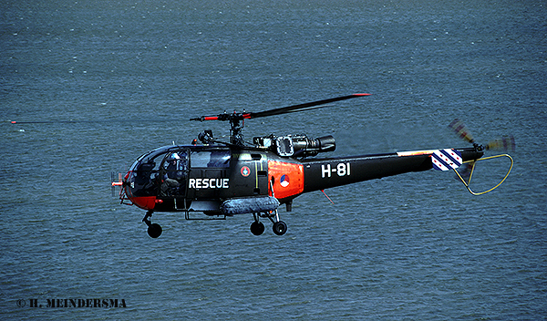 Aloutte 3  H-81  SAR Leeuwarden  over the range "Noordvader" Jun-1992