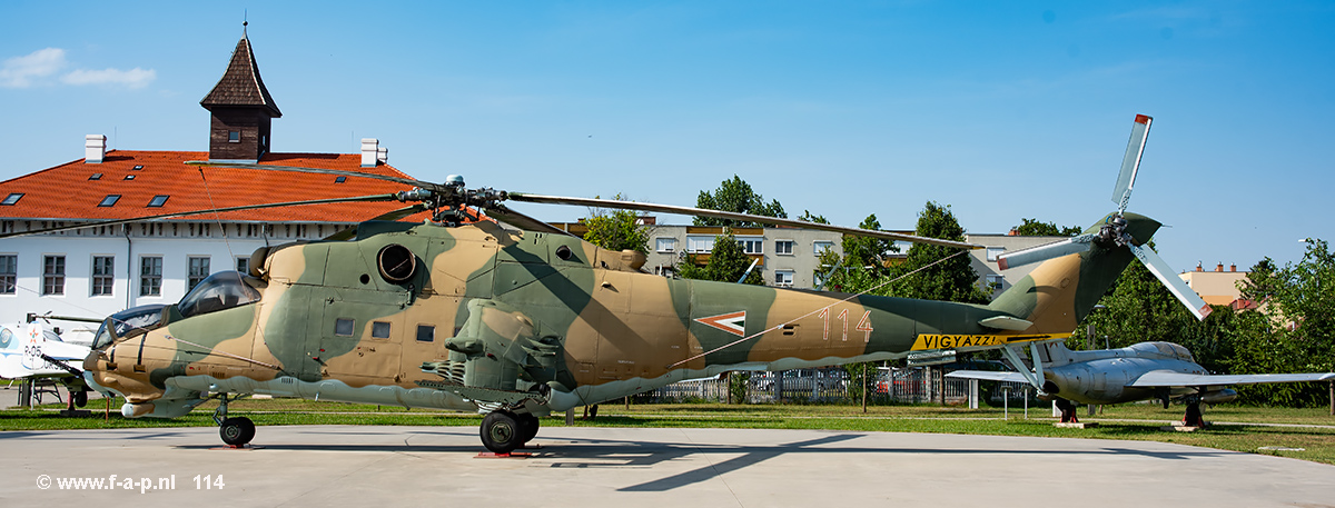 Mil Mi-24 D  Hind D     114    c/n-K20114  of the  87th Bakony Helicopter Attack Regiment  now at  RepTr Museum of Szolnok Hungaria   12-07-2024