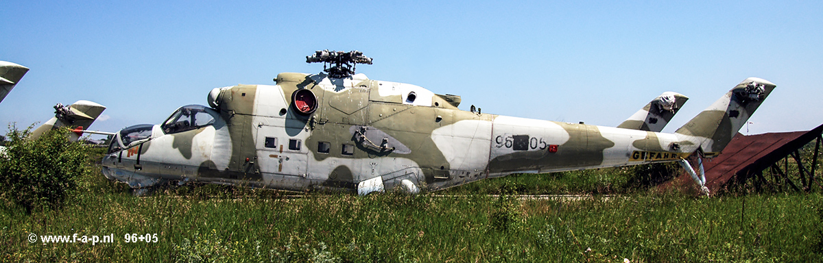 Mil Mi-24 D  Hind D    96+05  HEER  c/n-110161  EX NVA-522   for spare parts at  of the  87th Bakony Regiment  Szentkiralyszabadja   07-07-2004   WFU