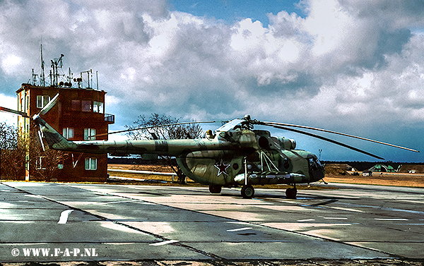 Operational shot of the Controll tower and  Russian Mi-8 the 21 at Wittstock on  07-04-1994 