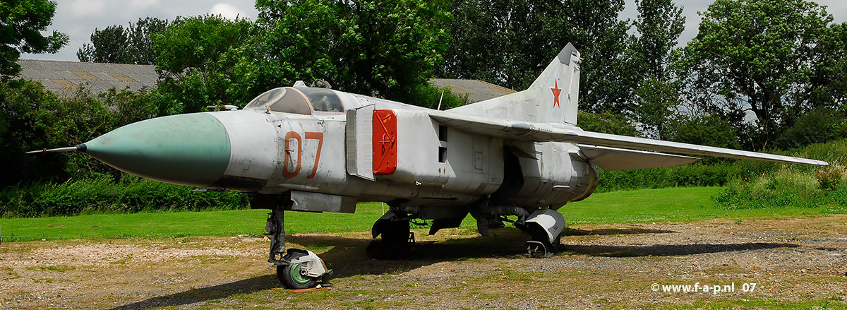 Mikoyan-Gurevich MiG-23M     07 c/n 024003607    Newark Air Museums Winthorpe  service with the Latvian and the former Soviet Union Air Forces during the late 1970s and 1980s, Photo 28-06-2007