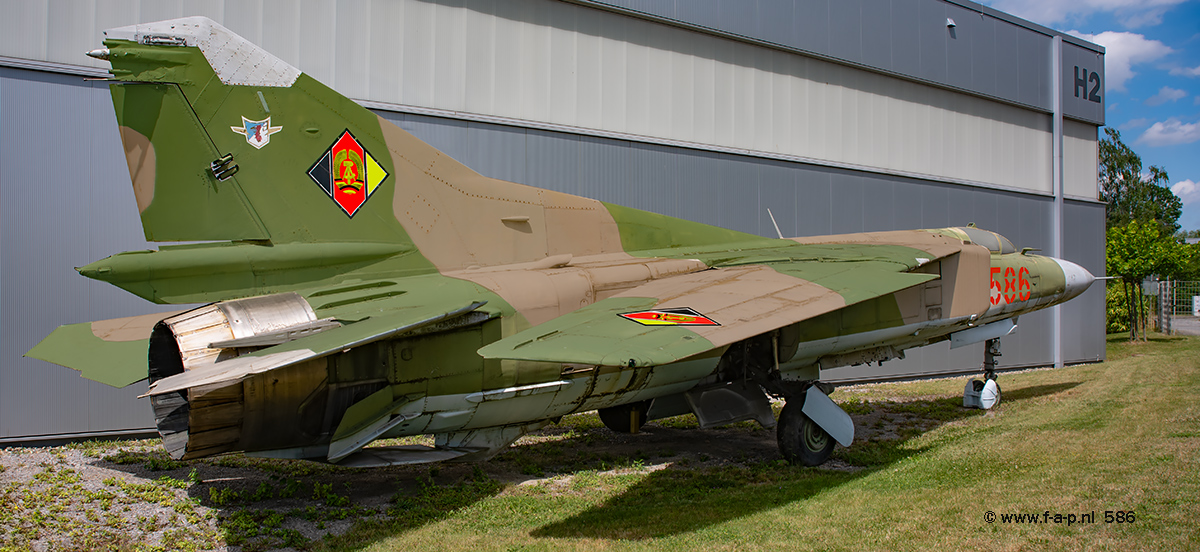  Mikoyan-Gurevich MiG-23MF Flogger-B   586 c/n WN0390213096 ex NVA  Jagdgeschwader 9  at Luftfahrtmuseum Wernigerode,, Germany 28-06-2024