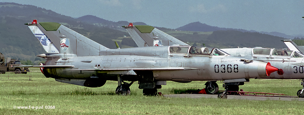 MiG 21UM   0368  c/n-03695168   3rd Fighter Bomber Air Regiment  Slovak Republic    decommisioned and scrapped  Sliac    31-05-2003