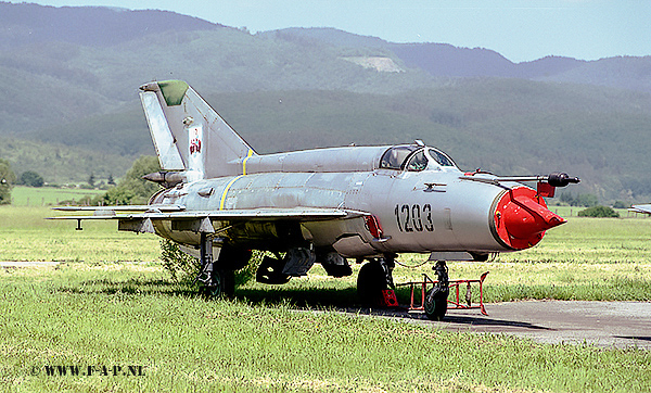 Mikoyan-Gurevich MiG-21MA     1203        c/n-961203  82nd Separate Fighter Squadron  Czechoslovakia - Air Force Sliac    31-05-2003