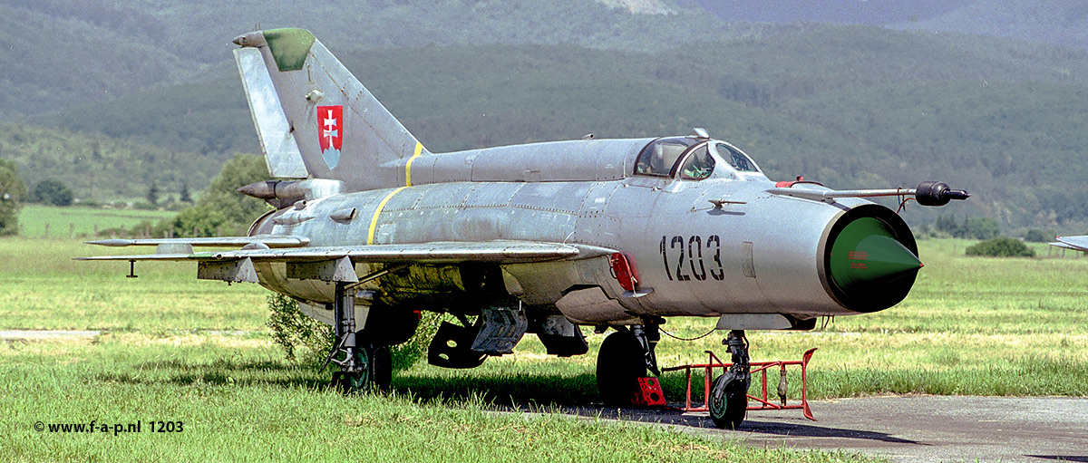 Mikoyan-Gurevich MiG-21MA     1203        c/n-961203  82nd Separate Fighter Squadron  Czechoslovakia - Air Force Sliac    31-05-2003