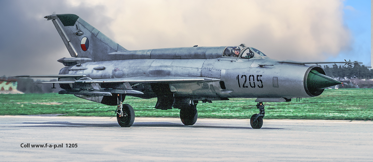 Mikoyan-Gurevich MiG-21MA     1205         c/n-961205  5. Slp -Pilsen Czechoslovakia - Air Force  W/O  22.4.1991 Crashed  with a collision with the 1207 3.Km of the smal vilagge of Broumy. 