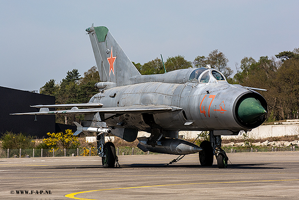MiG-21PFM was built as c/n 940MS13- seen Here as 47 . The former Soviet Air Force aircraft became the gate guard at Kluczewo AB, a former Soviet airbase located in, Poland. The last unit stationed was the 159-th 'Novorossiysk' Guards.