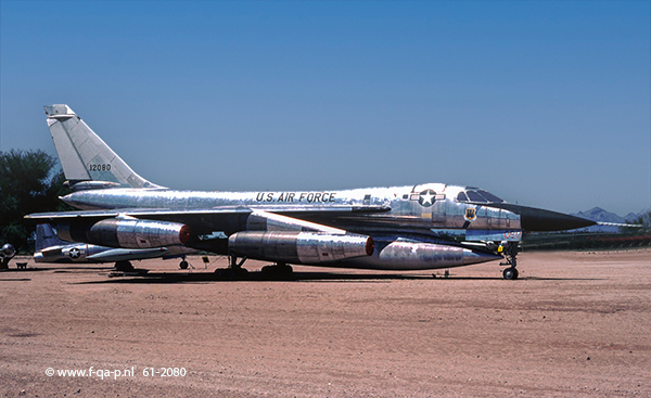 Convair B-58A-20-CF  Hustler   61-2080  s/n 61-2080.  The final and 116th built B-58 bomber,  Pima Air and Space Museum. Tucson Arizona.08-1998