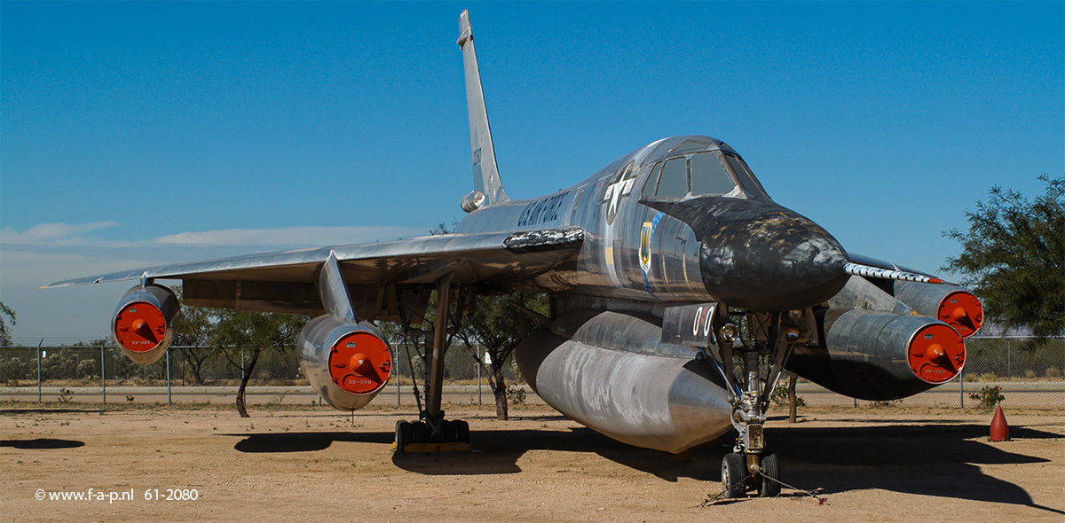 Convair B-58A-20-CF  Hustler   61-2080  s/n 61-2080.  The final and 116th built B-58 bomber,  Pima Air and Space Museum. Tucson Arizona.08-1998