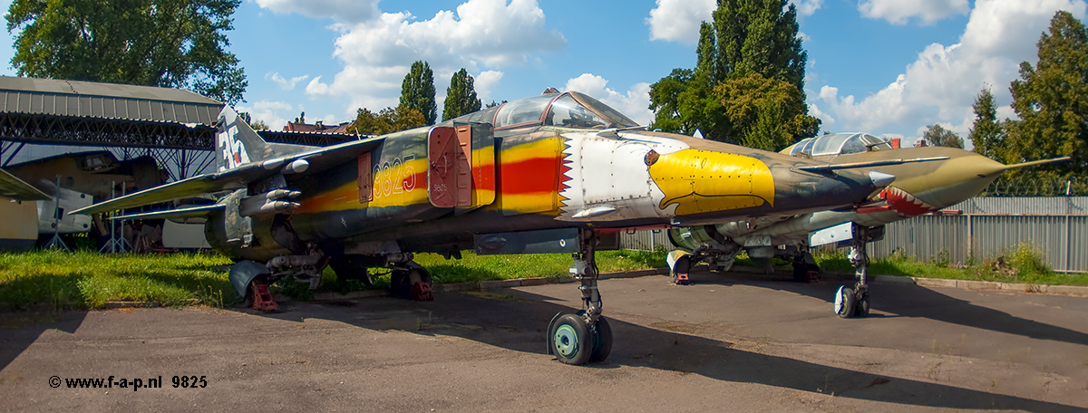 Mikoyan-Gurevich MiG-23BN      9825    c/n-0393219825  28. sbolp (fighter-bomber air regiment)  in June 1993 was on the occassion of 35 years since foundation this unit marked in very atractive black eagle full-paint   Prague - Kbely 23-08-2009