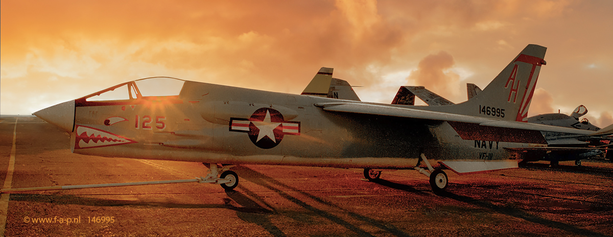 Chance Vought F-8K Crusader.  146995 125.  ex VF-111 "Sundowners", USN Fighter Squadron 111, MCAS Miramar,Pacific Coast Air Museum Santa Rosa California, United States 08-1998