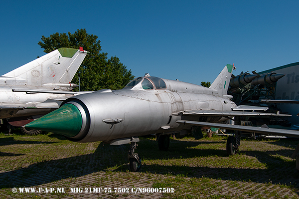 MiG 21MF-75  Tacitical number 7502 C/N  96007502   ex  PWL.Zedenick  03-06-2019