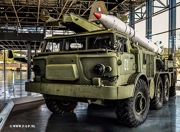 The 9K52 Luna-M (Russian: Луна; English: moon) The 9M21 rockets are mounted on a wheeled 9P113 transporter erector launcher (TEL)  based on the ZIL-135 8x8 army truck Soesterberg  05-2019
