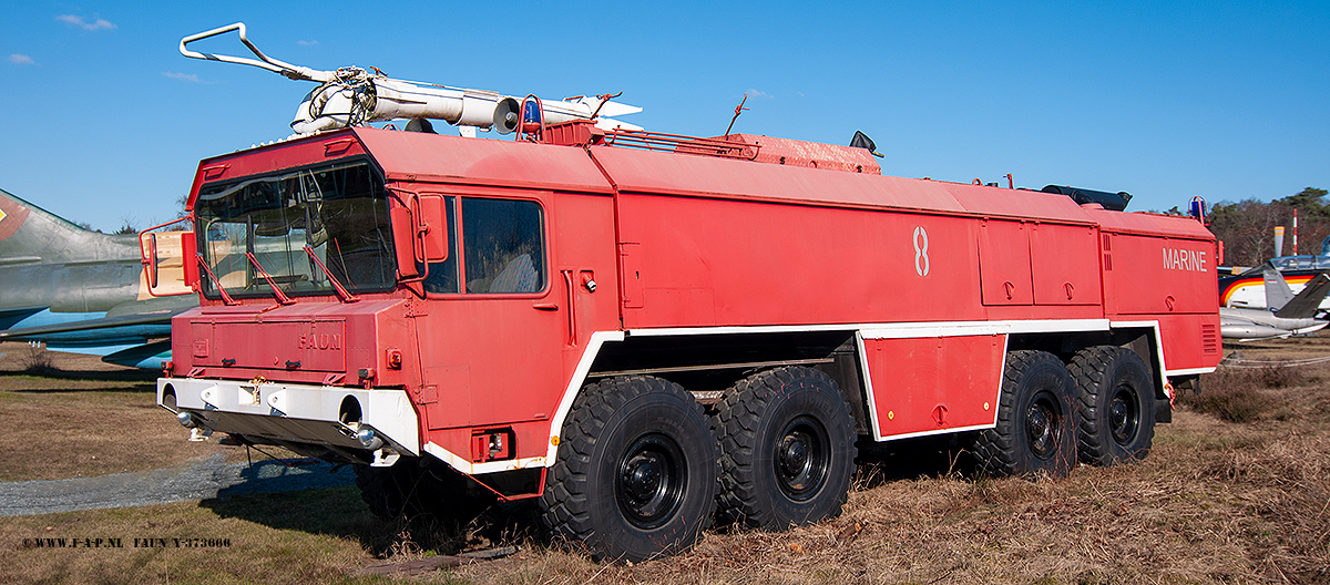 Faun FLKFZ 8000  the Y-373666 in het museum Aeronauticum  in Nordholz Cuxhaven, Germany  28-02-2023