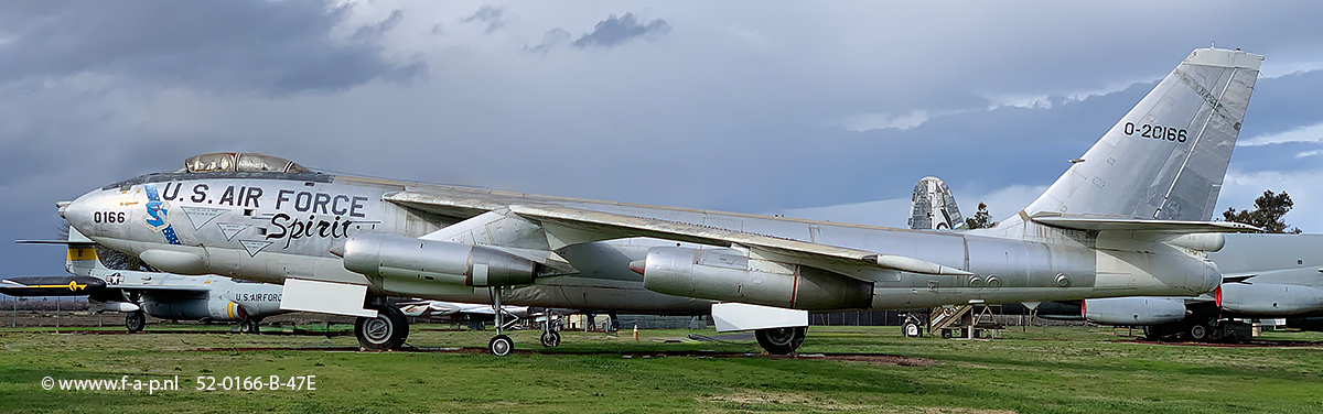 Boeing B-47E Stratojet   52-0166 C/N-44020  9th Bombardment Wing, 509th Bombardment Wing, Strategic Air Command Castle Air Museum, Castle Airport 19-02-2019