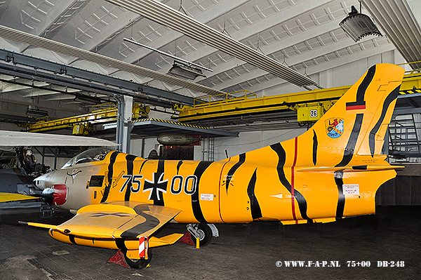 Fiat G91-R/4 75+00 c/n 0122 Former BD-248 is now preserved in the Tiger colors of Portuguese AF G-91R3 5465, as worn in 1987. The serial 75+00 is one of an Alouette II. 'Museum fr Luftfahrt und Technik' at Wernigerode. 2019-06-25 db-248