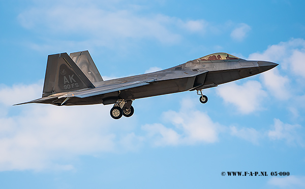 Lockheed Martin F-22A 90th FS CUBE 11 Raptor  05-4090 belonging to the 3rd Wing based at Joint Base Elmendorf Richardson, Alaska, At Lask 19-08-2022.