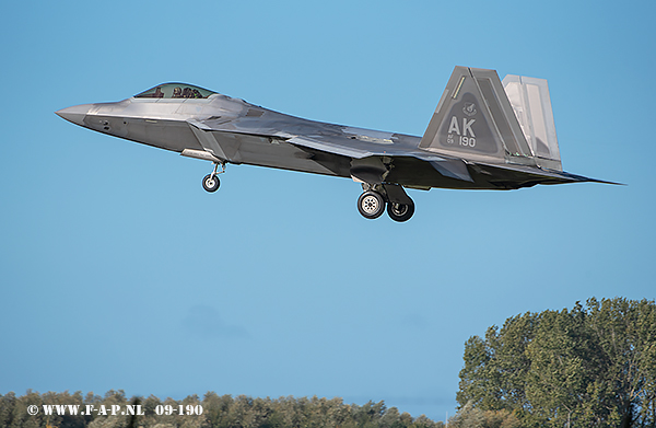 Lockheed Martin F-22A 90th FS CUBE 11 Raptor 09-190  belonging to the 3rd Wing based at Joint Base Elmendorf Richardson, Alaska, At Leeewarden.23-1-2022