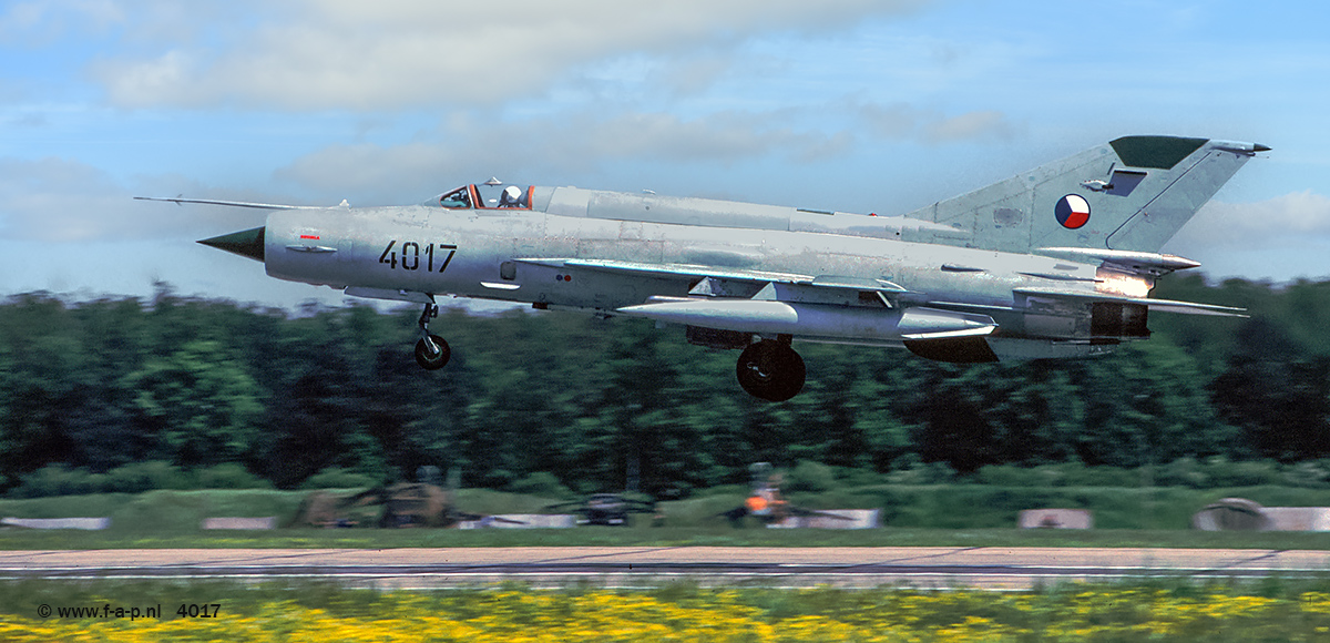 Mikoyan-Gurevich MiG-21MF       4017        c/n-96004017  Czech Air Force  Powidz   decommissioning in 2005. It is now a travelling cockpit trailer exhibit.